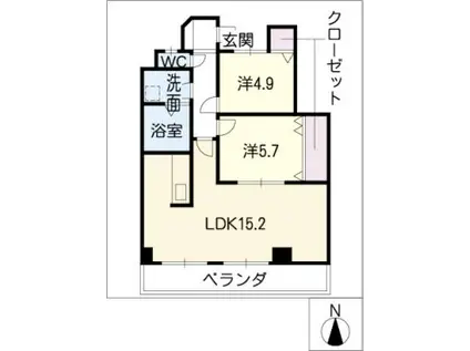 ティルリール(2LDK/2階)の間取り写真
