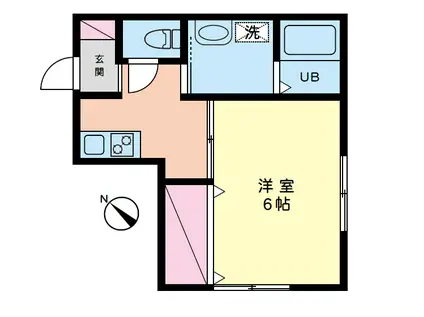 アリエスA棟(1K/1階)の間取り写真