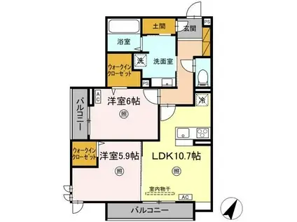 プロスター元山町(2LDK/3階)の間取り写真