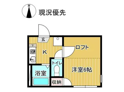 ライフィット上町(1K/1階)の間取り写真