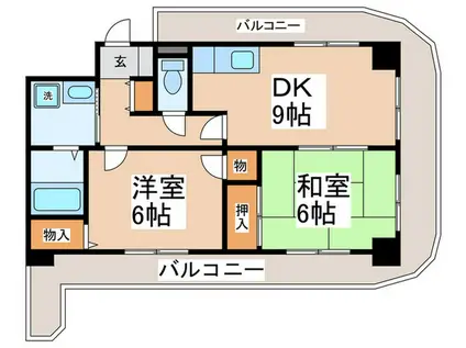 シャルマンコート喜志(2DK/5階)の間取り写真