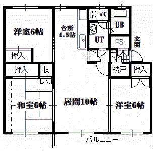 テレパレス旭川春光I(3LDK/4階)の間取り写真