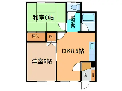 マルシンハイツ(2DK/1階)の間取り写真
