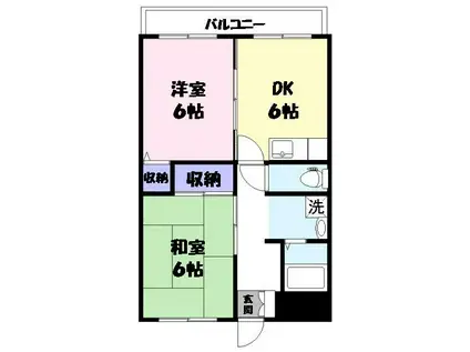 エコーマンションⅡ(2DK/3階)の間取り写真
