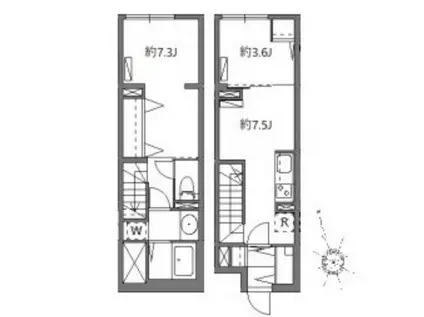 SOLASIA RESIDENCE 学芸大学II(2DK/1階)の間取り写真