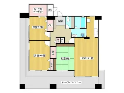 バルミー今津(3LDK/7階)の間取り写真