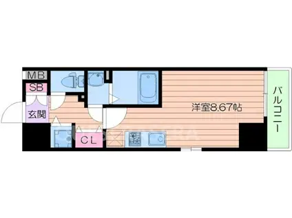 JMFレジデンス大阪福島アクセリス大阪福島(ワンルーム/7階)の間取り写真
