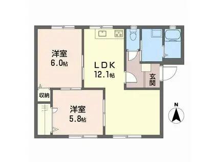 フレグランス関谷 A棟(2LDK/1階)の間取り写真