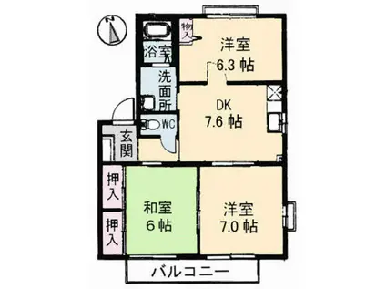ファミリア坂 I(3DK/2階)の間取り写真