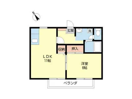 サンアムール(1LDK/1階)の間取り写真