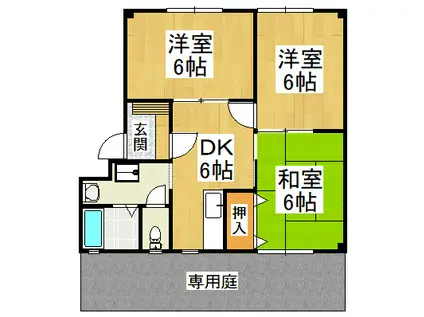 リバーサイド小車5号棟(3DK/1階)の間取り写真