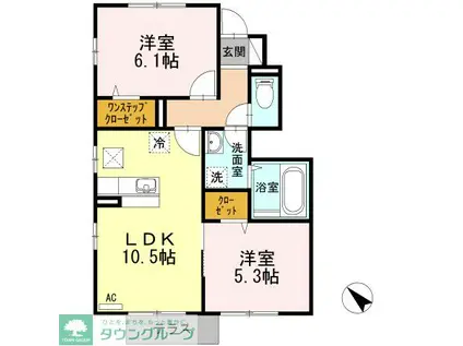 リバーハイム(2LDK/1階)の間取り写真