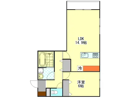 チューリップツリーハウスII(1LDK/2階)の間取り写真