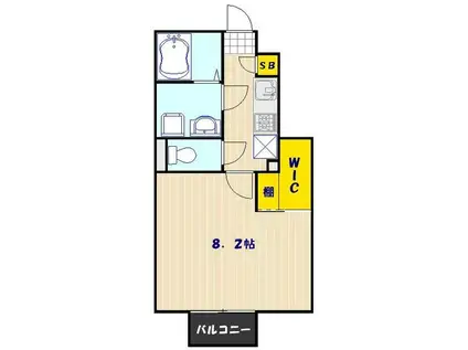 アムールエクセランⅢ(1K/1階)の間取り写真