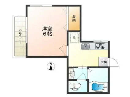 パークハイツ(1K/2階)の間取り写真