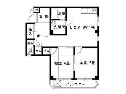 サンマンション(2LDK/3階)の間取り写真