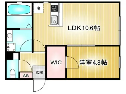LEGIOIE新瑞橋駅(1LDK/1階)の間取り写真
