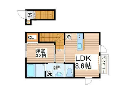 MERIAI(1LDK/2階)の間取り写真