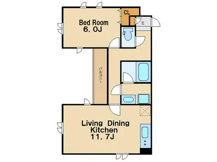 COCO TERRACE(1LDK/2階)の間取り写真
