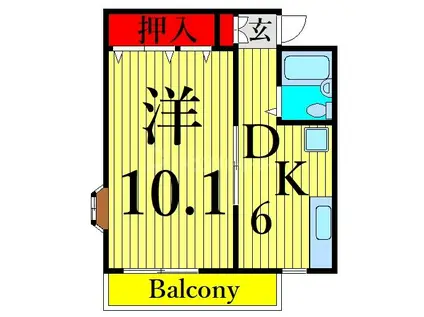 FKハイム(1DK/1階)の間取り写真