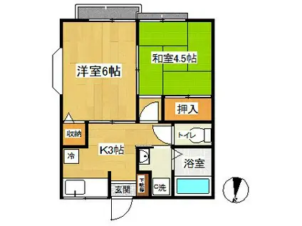 メゾン薫(2K/1階)の間取り写真