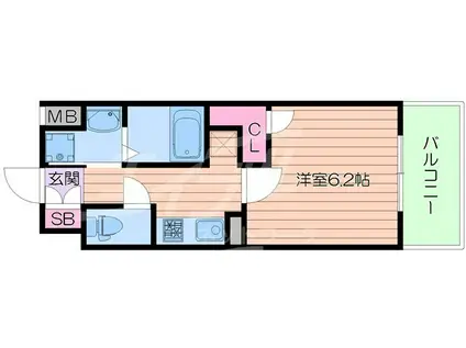 ジアコスモ京橋アクア(1K/3階)の間取り写真