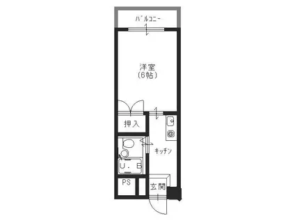 川西エンビィハイツ(1K/4階)の間取り写真