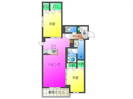 シャーメゾンガーデンズ天文町(2LDK/1階)の間取り写真