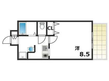 プレアデス月見山(1K/6階)の間取り写真