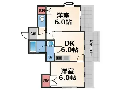 アトレーユ深江(2DK/4階)の間取り写真