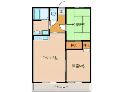 ビルドM(2LDK/2階)の間取り写真