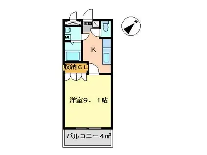 セレッソ(1K/2階)の間取り写真