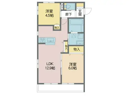 カーサ ビアンカ(2LDK/3階)の間取り写真