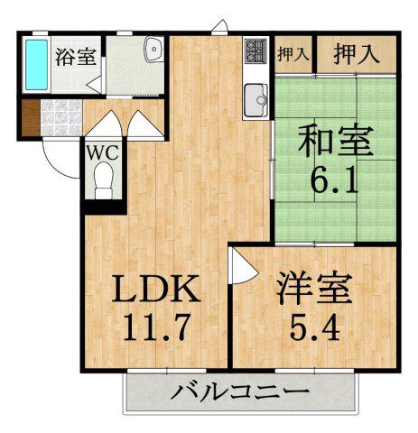 バリュージュ植善A(2LDK/2階)の間取り写真