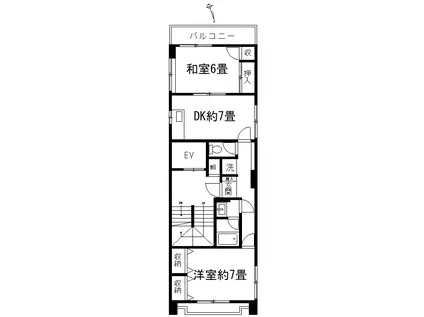 東京メトロ副都心線 雑司が谷駅(東京メトロ) 徒歩4分 5階建 築38年(2DK/2階)の間取り写真