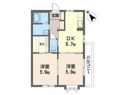 シャンテ51(2DK/2階)の間取り写真