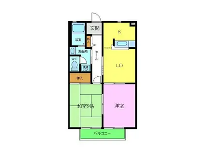 アーバンハイツB(2DK/2階)の間取り写真