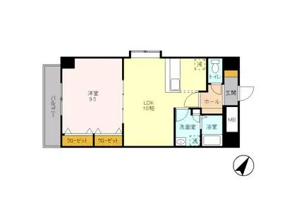 ソラーレ横浜(1LDK/2階)の間取り写真