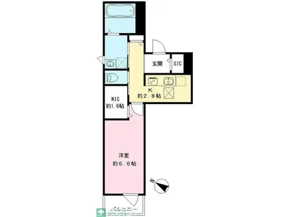 LUMORA玉南(1K/1階)の間取り写真