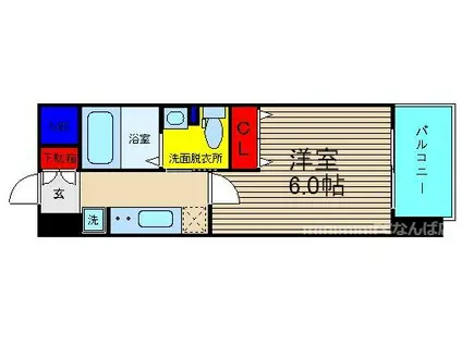 エステムプラザ難波ウエストⅡプレディア(1K/2階)の間取り写真