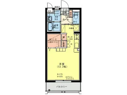 グランドヴィラ(ワンルーム/2階)の間取り写真