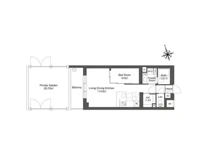 ルーウェ東大泉(1LDK/1階)の間取り写真