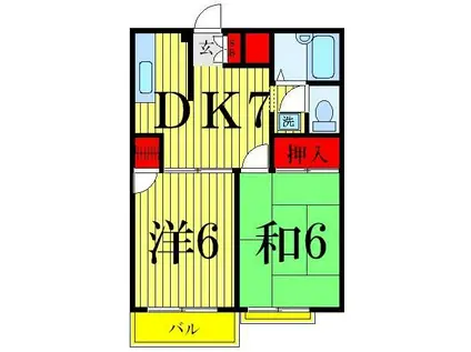 エリール(2DK/2階)の間取り写真