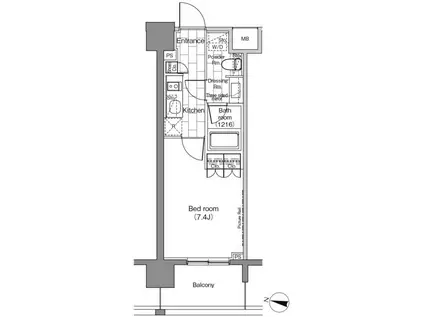 パークハビオ恵比寿(1K/12階)の間取り写真