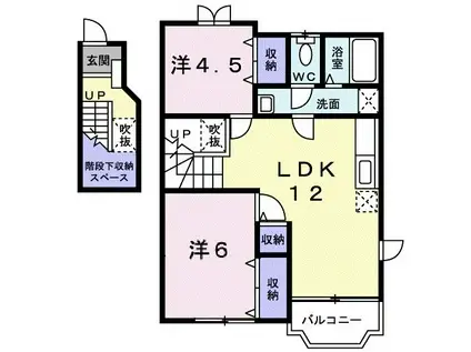 ウエストパレスB(2LDK/2階)の間取り写真