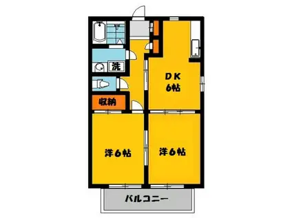 サウスタウンC棟(2DK/1階)の間取り写真