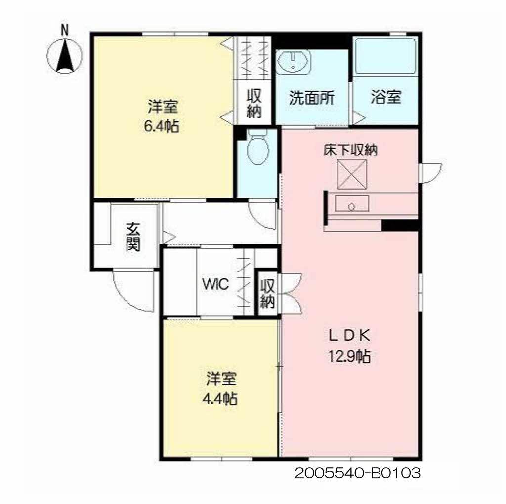 シャーメゾン頓野 B棟(2LDK/1階)の間取り写真