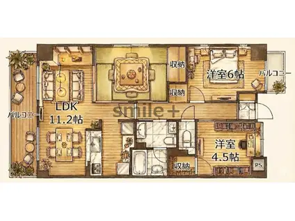 フィオーレ(3LDK/7階)の間取り写真