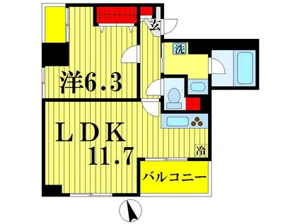 EMERAUDA(1LDK/6階)の間取り写真