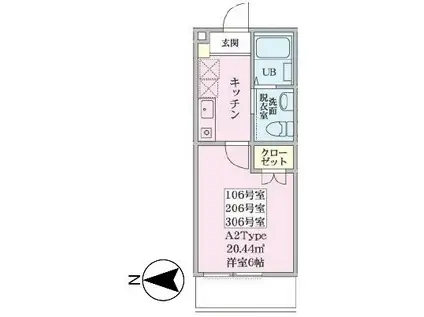 グリーンリーフNEW白楽(1K/1階)の間取り写真
